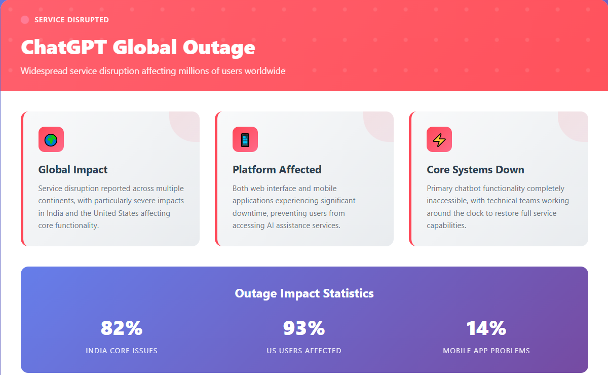 OpenAI's ChatGPT Suffers Major Global Service Disruption Affecting Millions