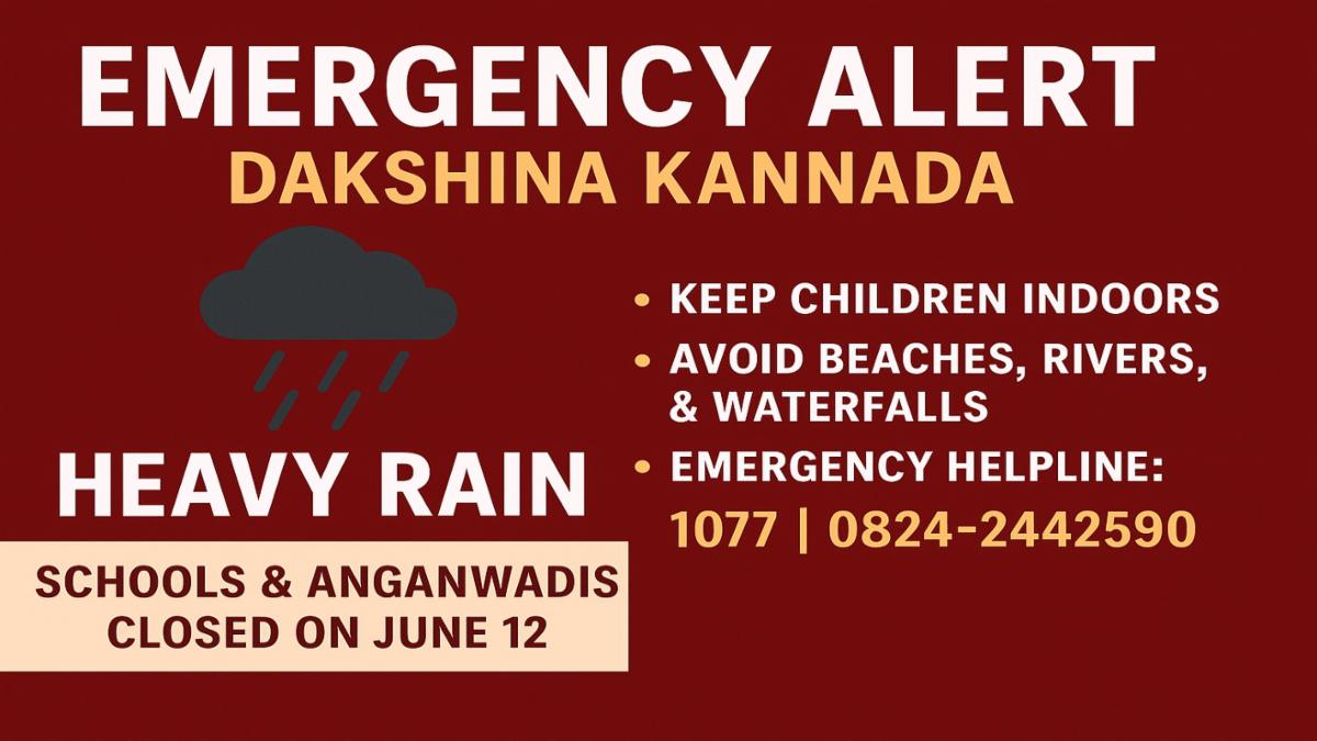 Heavy Rain Alert in Dakshina Kannada: Schools Closed, Red Alert Issued