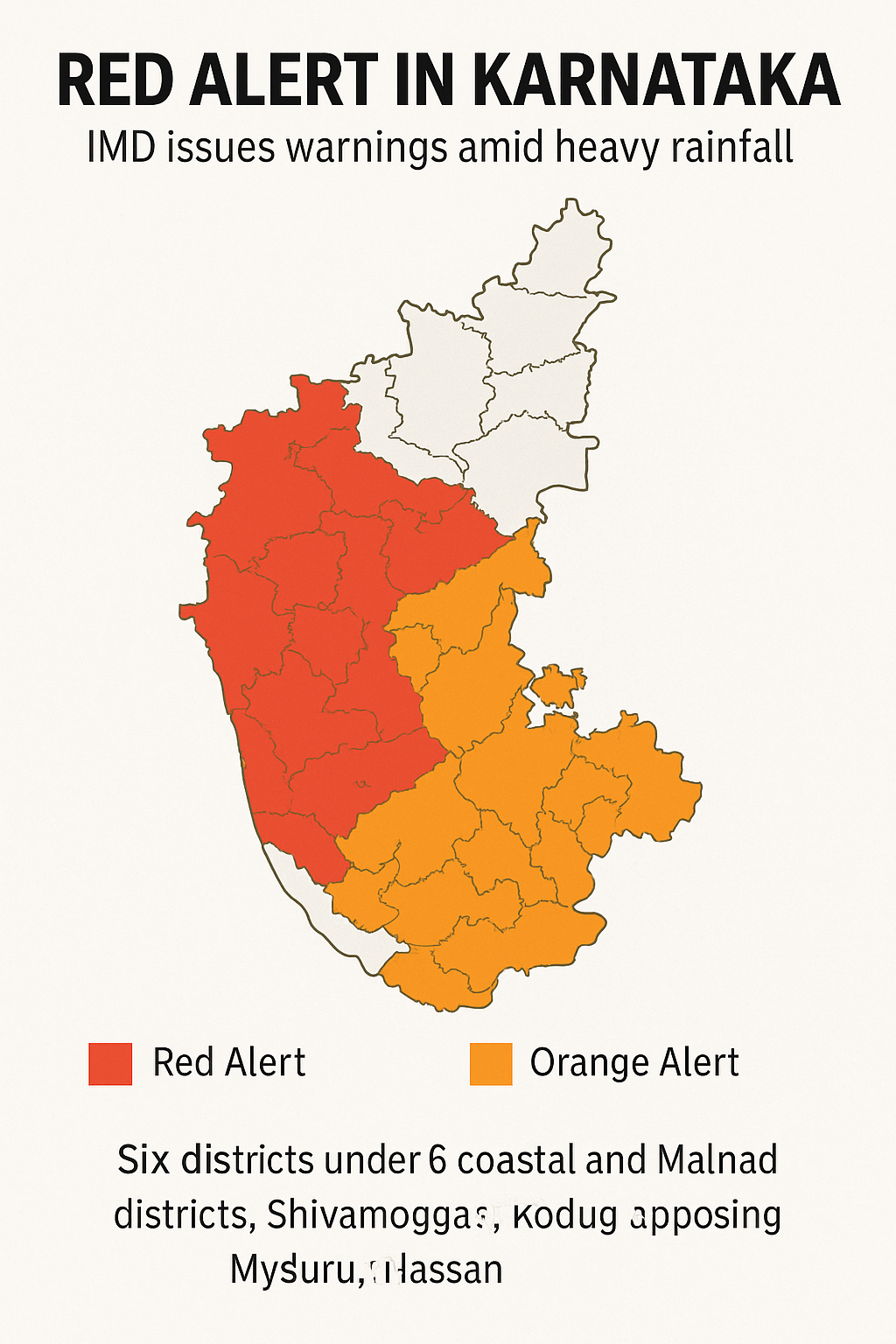 Red Alert in Karnataka: IMD Warns of Heavy Rainfall; Schools Shut in Kodagu, Mysuru, Chikkamagaluru