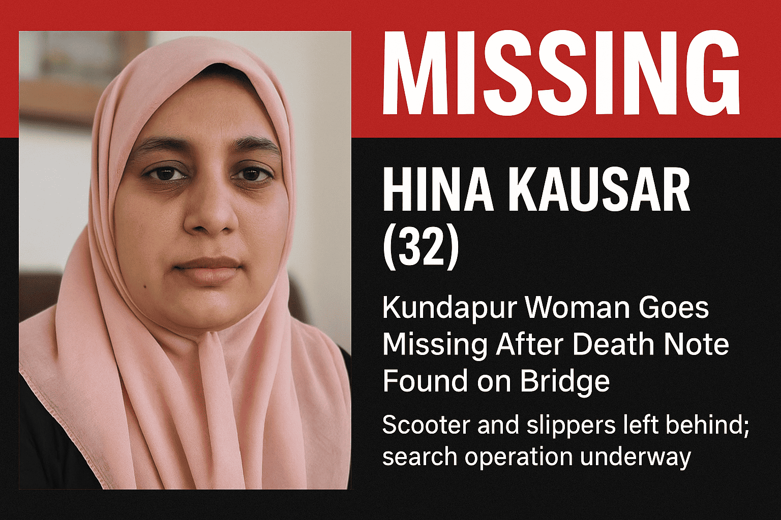 Kundapur Woman Goes Missing After Leaving Death Note: Search Operation Underway