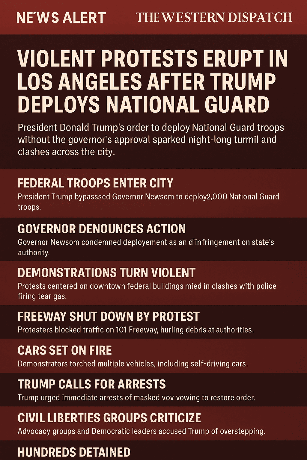 LA in Turmoil: National Guard Deployment Sparks Constitutional Crisis and Street Uprising