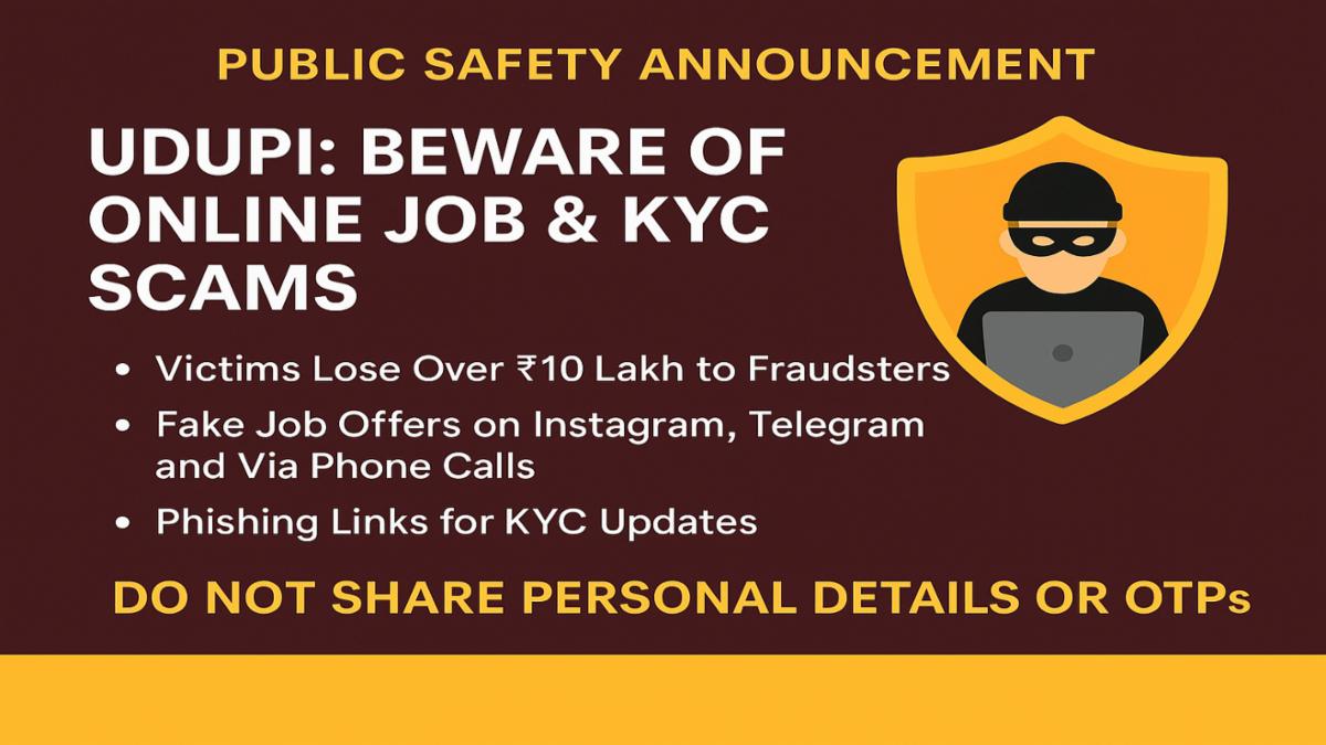 Udupi Job and KYC Scams: Victims Lose Over ₹10 Lakh in Online Frauds